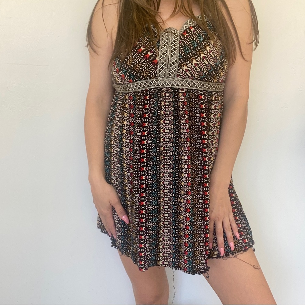 Xhileration Printed Summer Dress Embroidered Bust Size Large